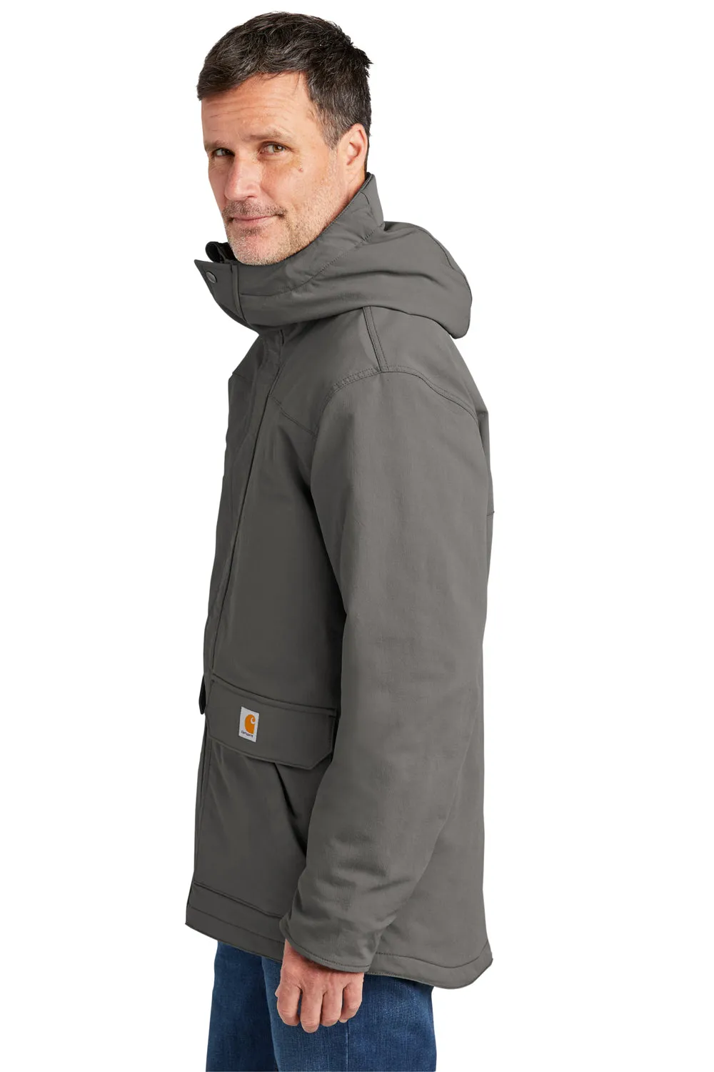 Carhartt Mens Super Dux Wind & Water Resistant Full Zip Hooded Jacket - Gravel Grey