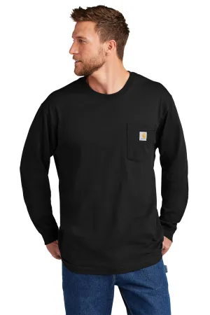 Carhartt Mens Workwear Long Sleeve Crewneck T-Shirt w/ Pocket - Black