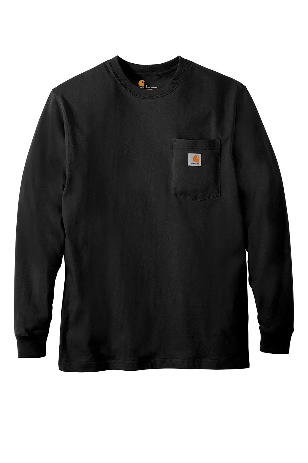 Carhartt Mens Workwear Long Sleeve Crewneck T-Shirt w/ Pocket - Black