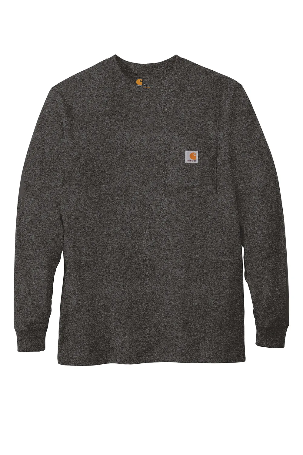Carhartt Mens Workwear Long Sleeve Crewneck T-Shirt w/ Pocket - Heather Carbon Grey