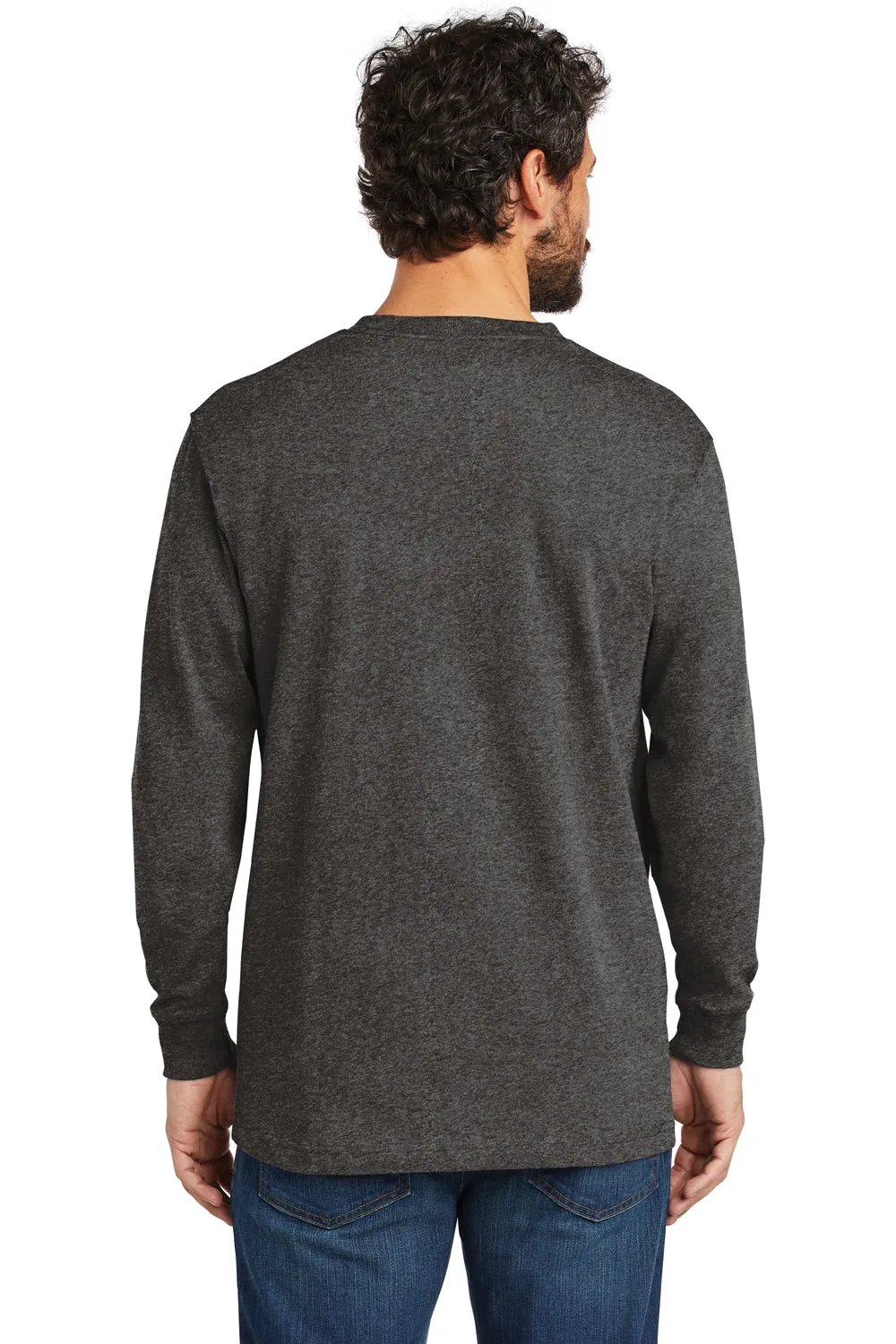 Carhartt Mens Workwear Long Sleeve Crewneck T-Shirt w/ Pocket - Heather Carbon Grey