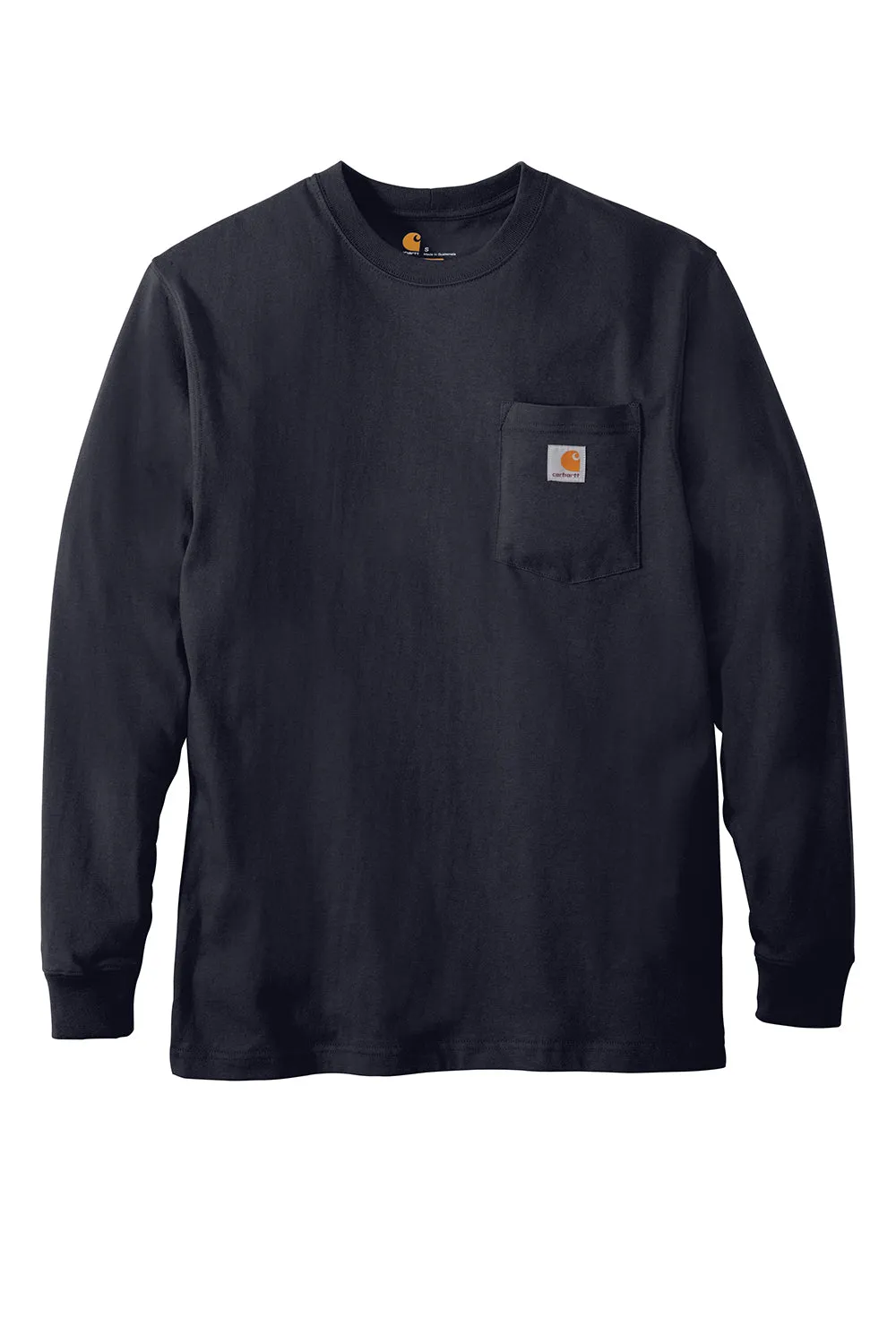 Carhartt Mens Workwear Long Sleeve Crewneck T-Shirt w/ Pocket - Navy Blue
