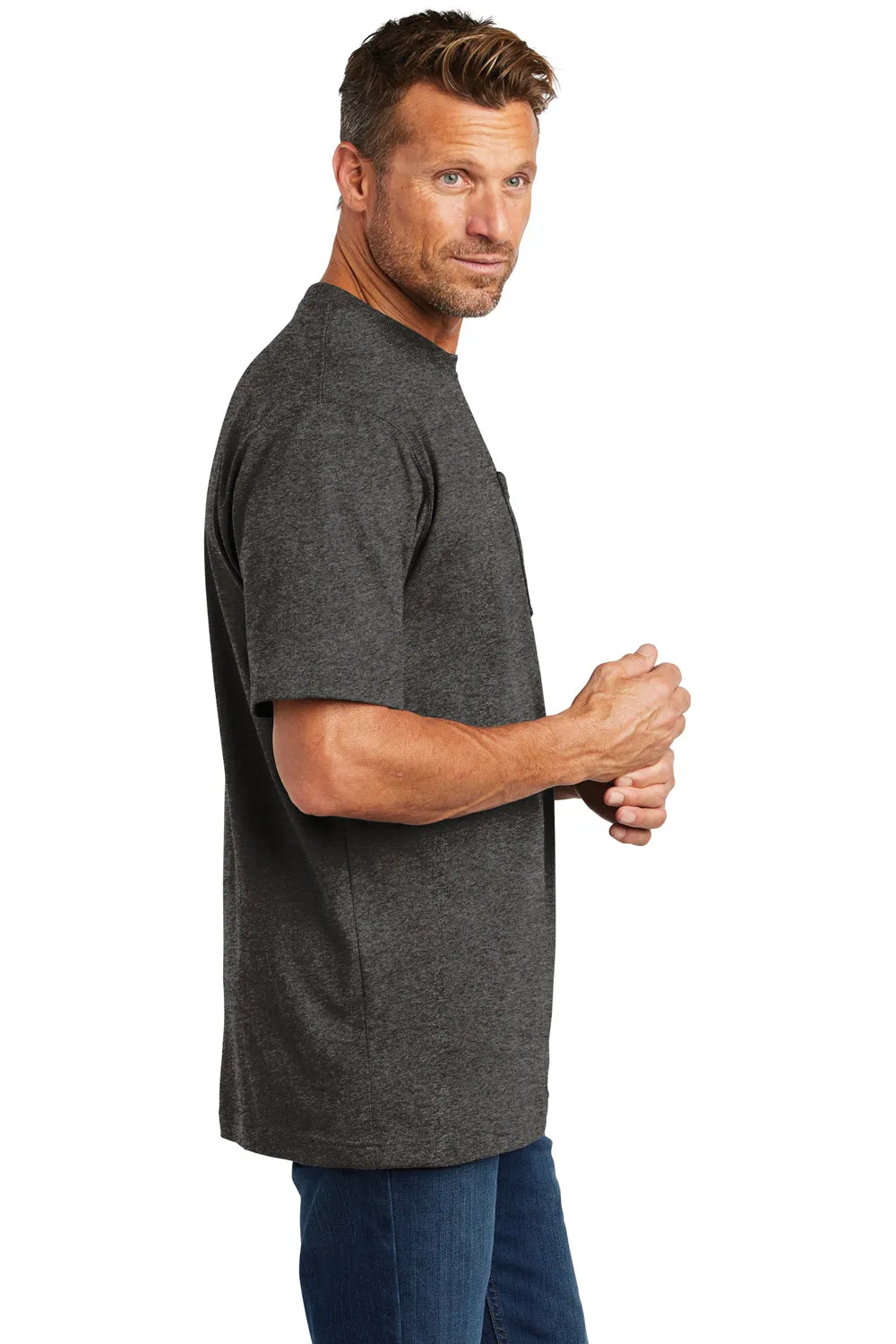 Carhartt Mens Workwear Short Sleeve Crewneck T-Shirt w/ Pocket - Heather Carbon Grey