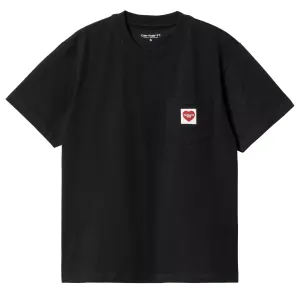 Carhartt WIP Womens S/S Pocket Heart T-Shirt Black / Red