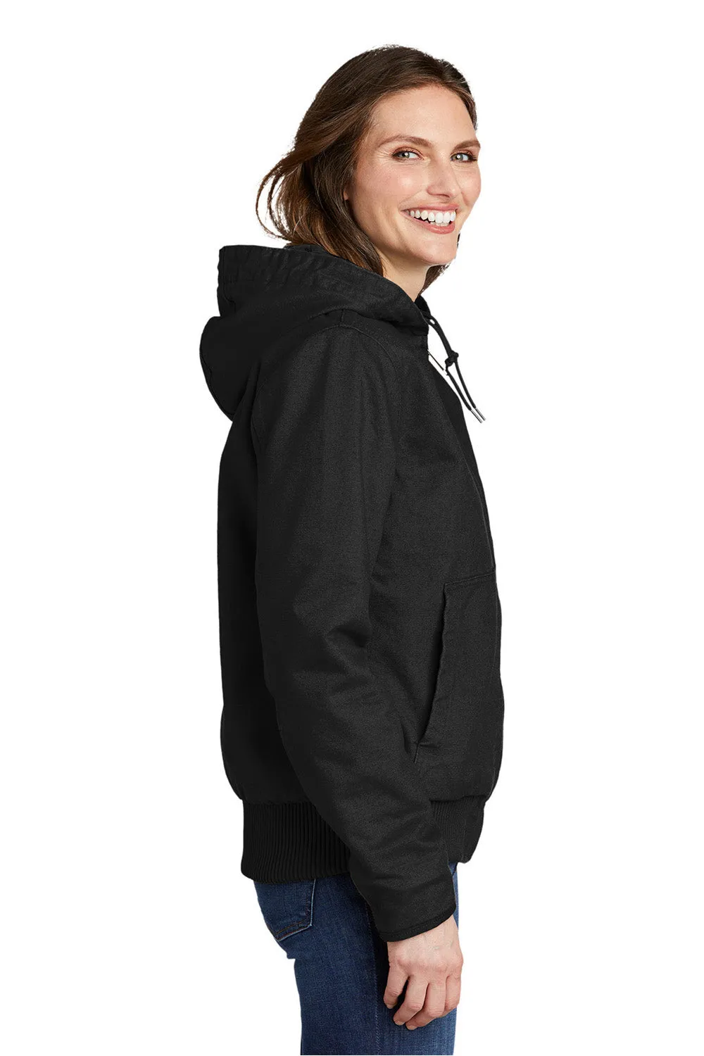 Carhartt Womens Active Washed Duck Full Zip Hooded Jacket - Black