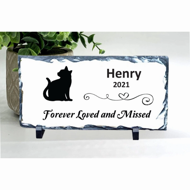 Cat Memorial Stone - Forever Loved and Missed