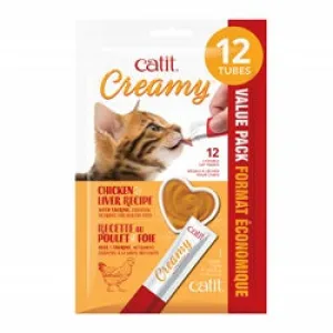 Catit Creamy Lickable Cat Treat - Chicken & Liver Flavour - 12 pack adult cat food, best cat food for adults