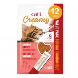 Catit Creamy Lickable Cat Treat - Salmon Flavour - 12 pack cat treats, natural cat treats