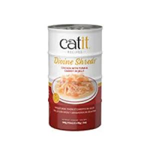 Catit Divine Shreds - Chicken with Tuna & Carrot in Jelly - 4 x 85 g Cans adult cat food, best cat food for adults