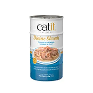 Catit Divine Shreds - Tuna with Chicken & Wakame in Jelly - 4 x 85 g Cans dry cat food, cat kibble