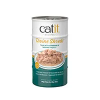 Catit Divine Shreds - Tuna with Seabream & Wakame in Jelly - 4 x 85 g Cans adult cat food, best cat food for adults