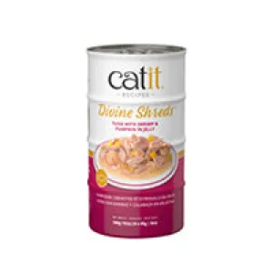 Catit Divine Shreds - Tuna with Shrimp & Pumpkin in Jelly - 4 x 85 g Cans adult cat food, best cat food for adults