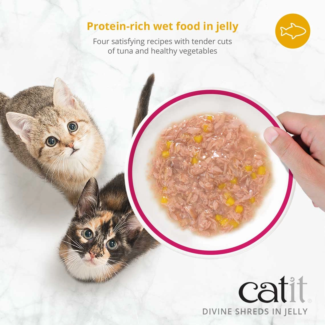 Catit Divine Shreds Tuna with Shrimp & Pumpkin in Jelly Canned Cat Food Topper 4-Pack