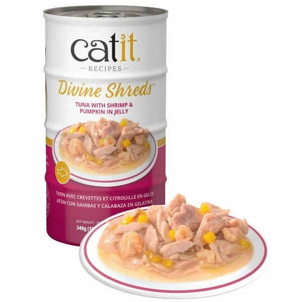 Catit Divine Shreds Tuna with Shrimp & Pumpkin in Jelly Canned Cat Food Topper 4-Pack