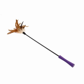 Catwand Feather Teaser w/ Natural Feather, Plush Tail & TPR Handle (Purple) cat toy set,cat teaser