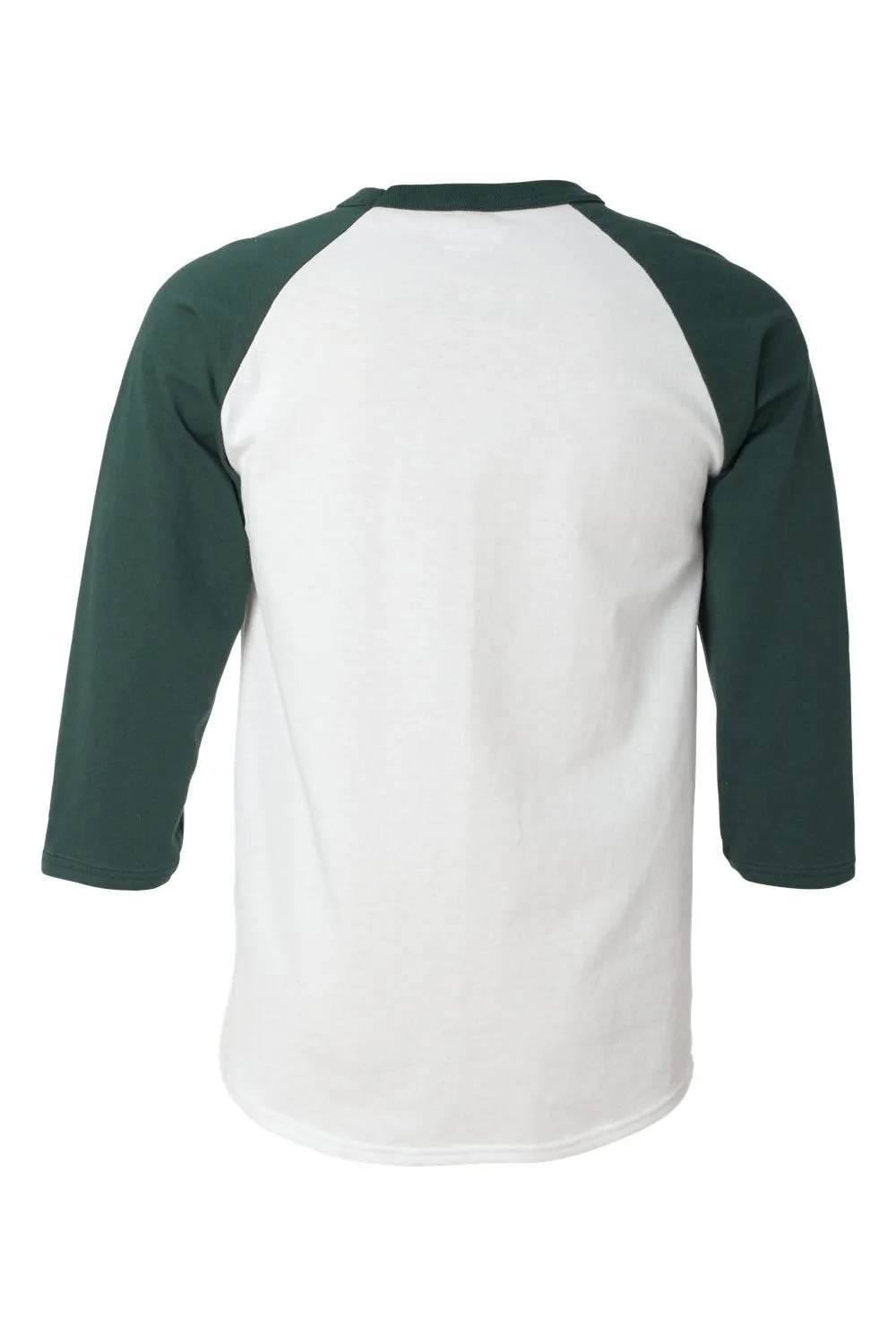Champion Mens 3/4 Sleeve Crewneck T-Shirt - White/Dark Green