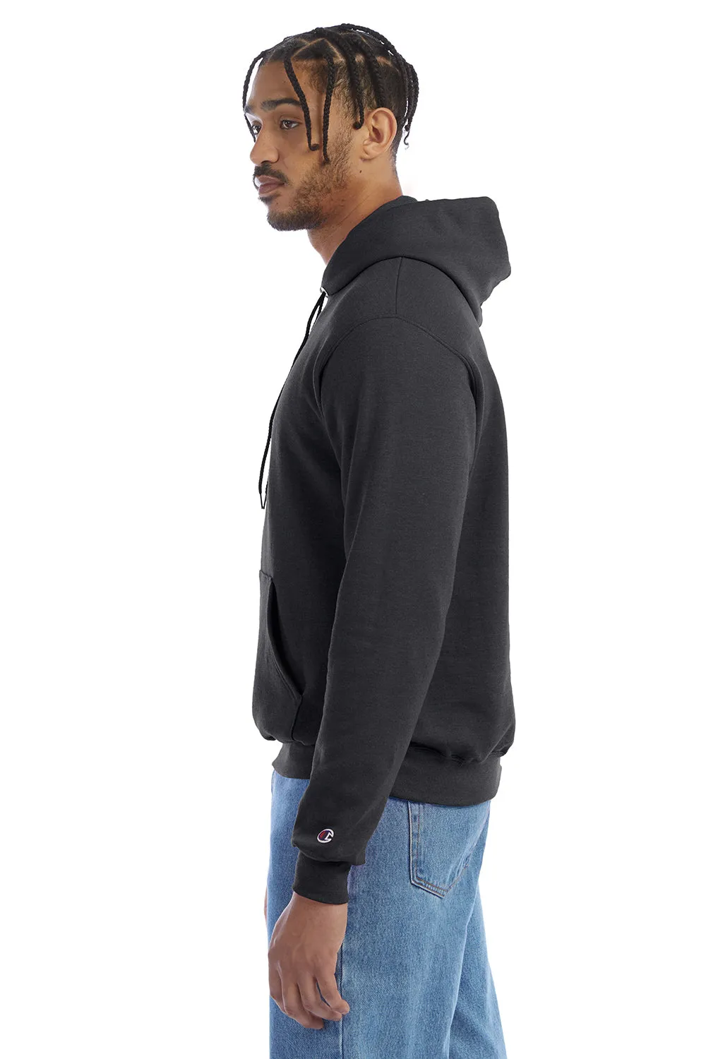 Champion Mens Double Dry Eco Moisture Wicking Fleece Hooded Sweatshirt Hoodie w/ Pouch Pocket - Heather Charcoal Grey