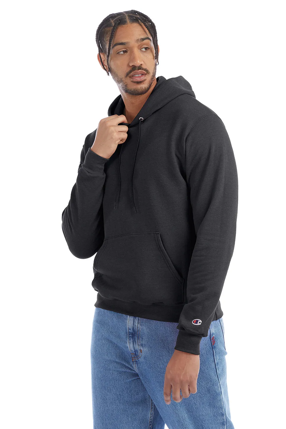 Champion Mens Double Dry Eco Moisture Wicking Fleece Hooded Sweatshirt Hoodie w/ Pouch Pocket - Heather Charcoal Grey