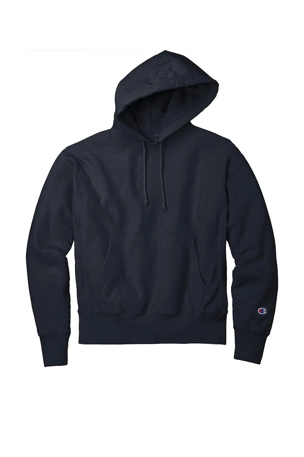 Champion Mens Reverse Weave Garment Dyed Hooded Sweatshirt Hoodie w/ Pouch Pocket - Navy Blue