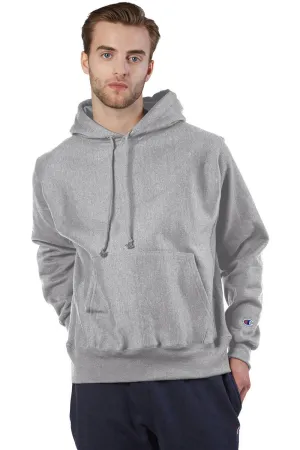 Champion Mens Shrink Resistant Hooded Sweatshirt Hoodie w/ Pouch Pocket - Oxford Grey