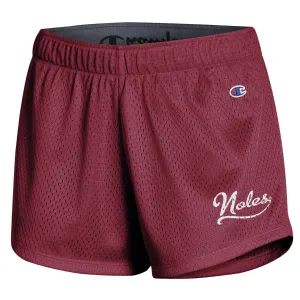 Champion Women's Noles Script Design Mesh Short - Garnet Champion Clothing Women