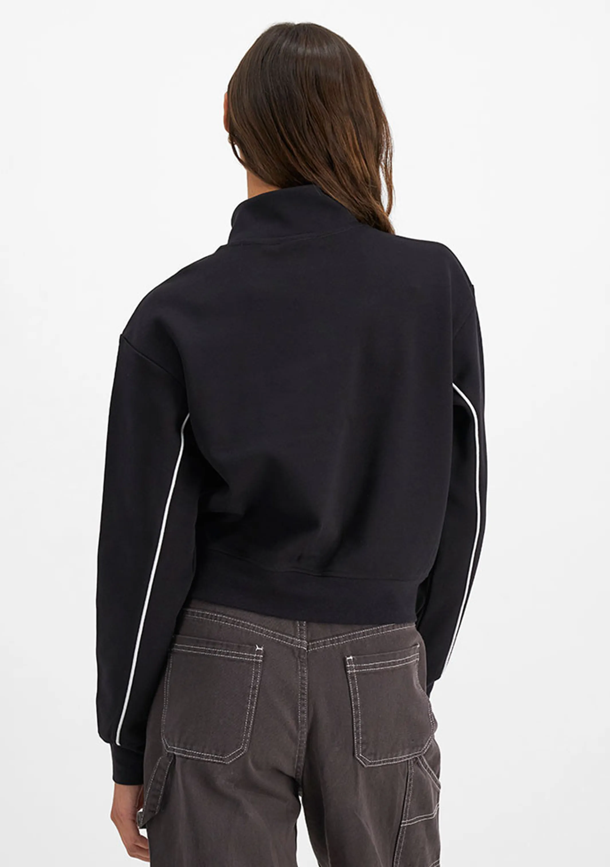 Champion Womens Rochester Athletic Quarter Zip Crew <BR> CT3GN BLK