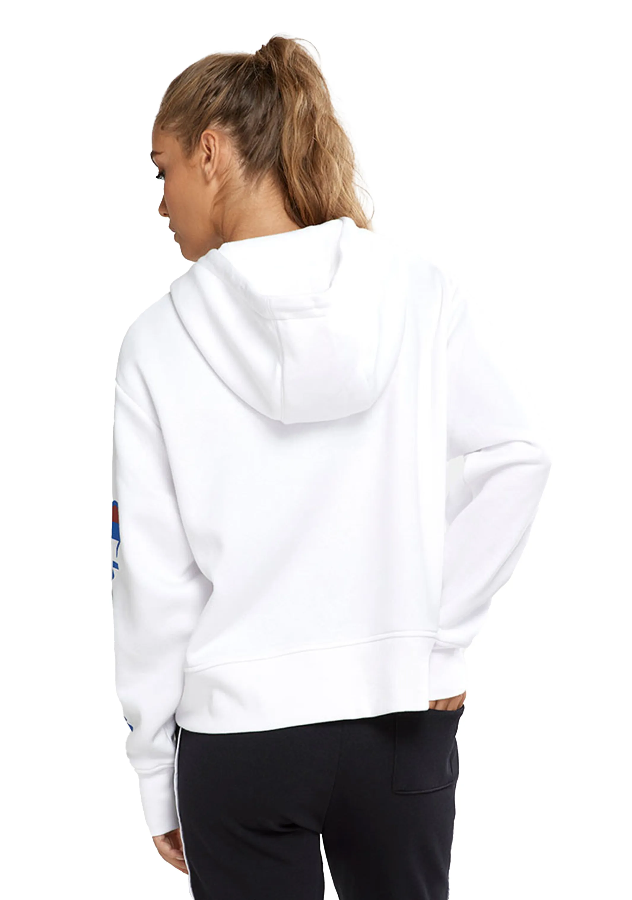 Champion Womens Sporty Graphic Hoodie White <br> CTMWN 7MY