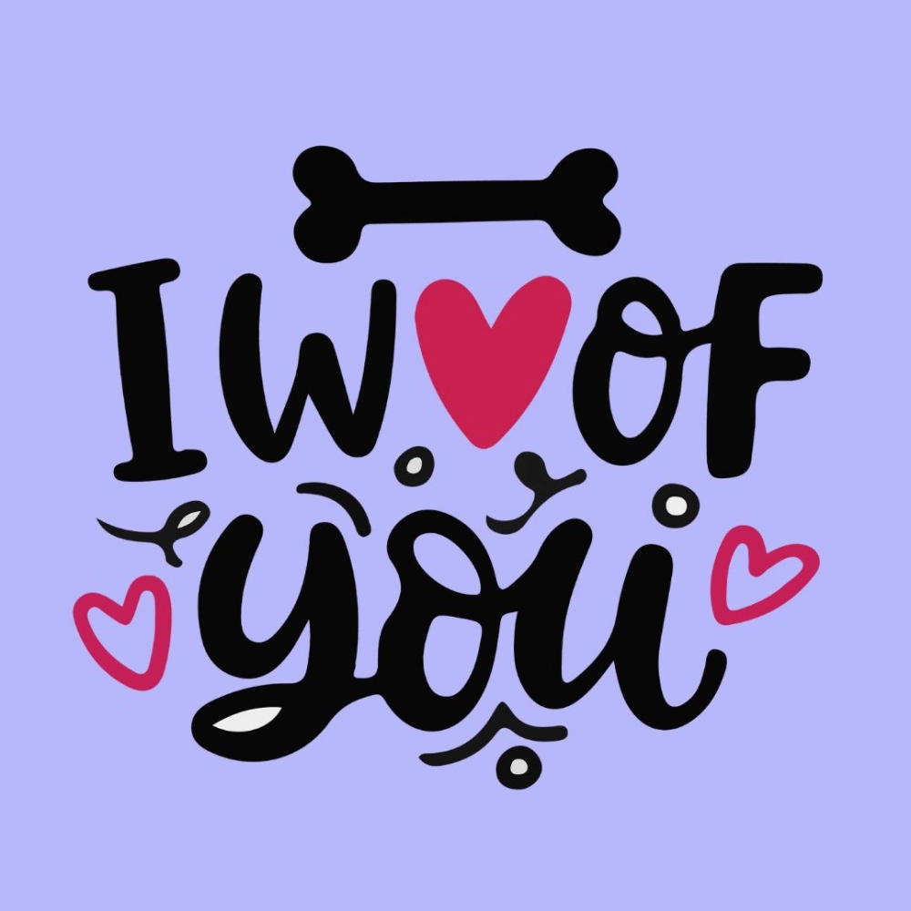 Cheeku I Woof You Graphic Cotton T Shirt for Dogs and Cats (Lavender)