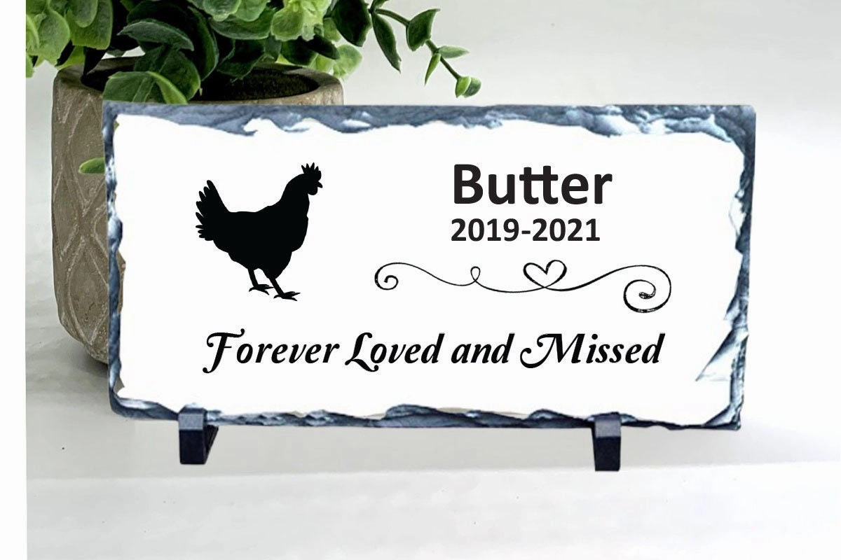 Chicken Memorial Stone - "Forever Loved and Missed"