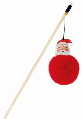 CHRISTMAS CAT POLE FLUFFY SANTA 40cm cat toy set,cat teaser