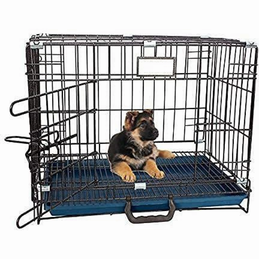 Chullbull Single Door Iron Powder Coated with Removable Tray Carrier for Dogs and Cats (Black)