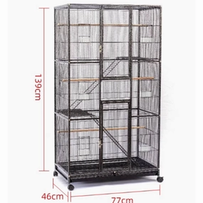 CLD SC7 Pet Cage Black 3-tier with Wheels (L77cm x B46cm x H139cm) cat litter box,cat cage
