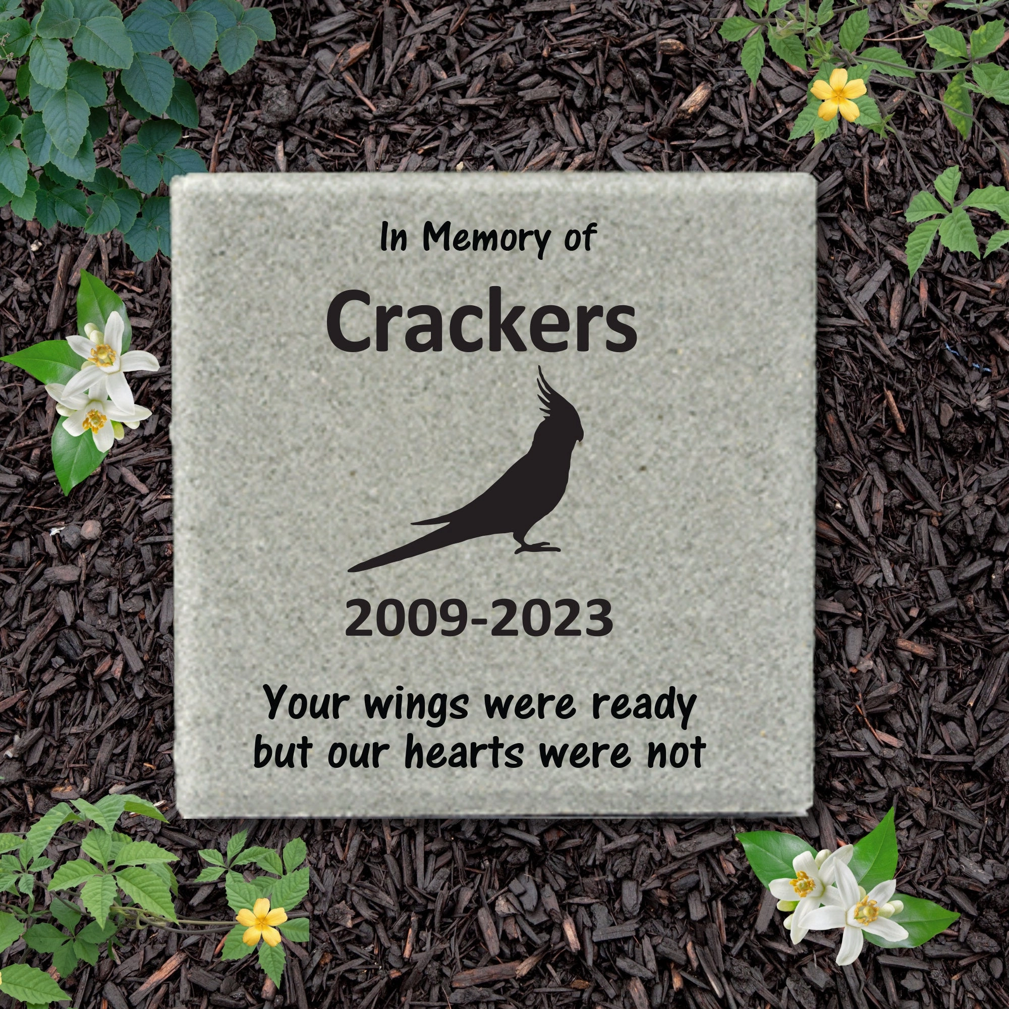 Cockatiel Memorial Stone- 12"x12" Stone