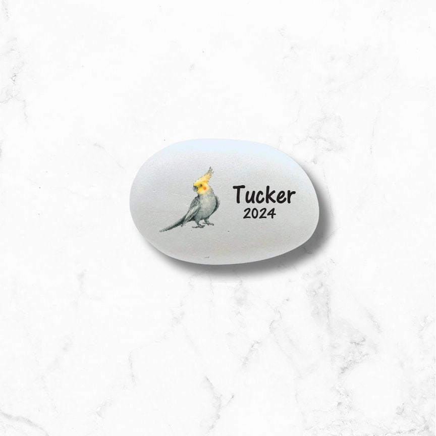 Cockatiel Memorial Stone- Personalized Pet Keepsake