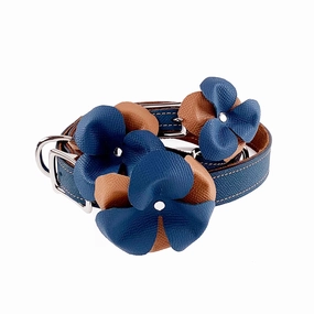 Colima Classic Combo Leather Dog Flowerette Slider dog collar accessory,collar decor