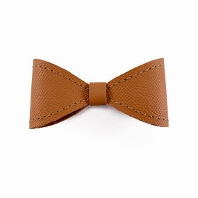 Colima Leather Hazelnut Alex Dog Bow Tie Slider dog collar accessory,collar decor