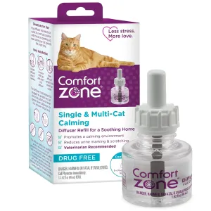 Comfort Zone Single & Multi-Cat Soothing Diffuser Refills calming cat treats, cat anxiety relief