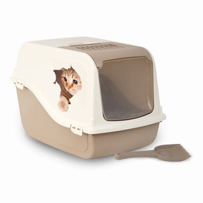 Covered Pan w Filter Mocca cat litter scoop,litter box tools