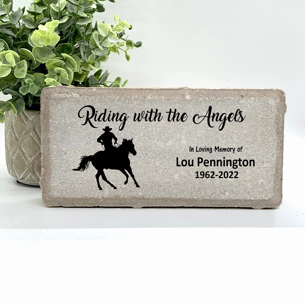 Cowboy Memorial Stone - Riding with the Angels