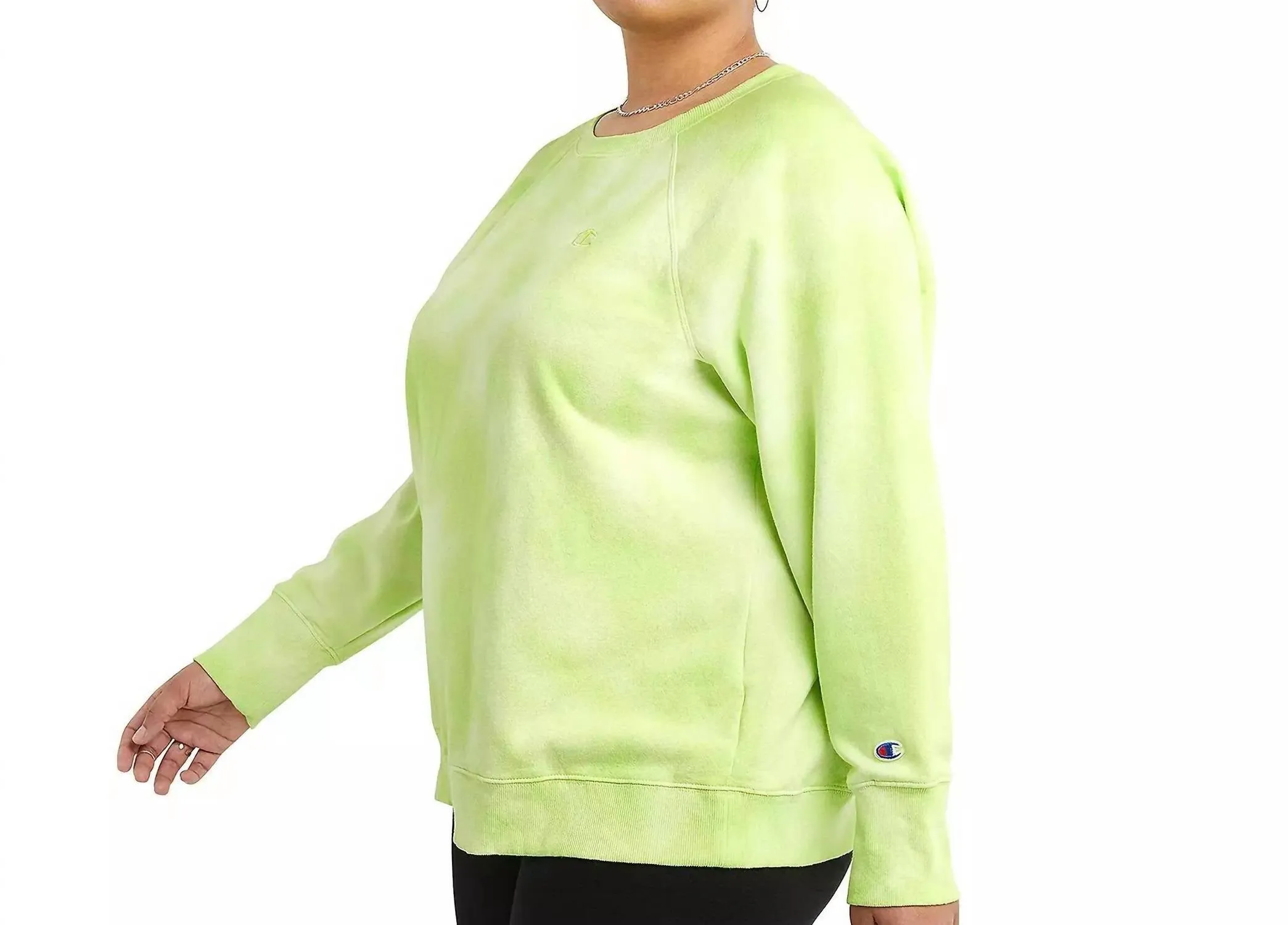 Crush Dye Fleece Crew In Sweet Green