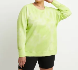Crush Dye Fleece Crew In Sweet Green