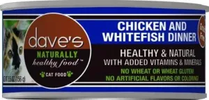 Dave's Naturally Healthy Chicken and Whitefish Canned Cat Food wet cat food, canned cat food