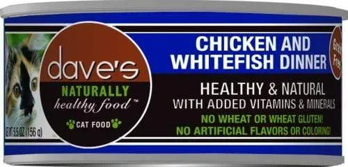 Dave's Naturally Healthy Chicken and Whitefish Canned Cat Food wet cat food, canned cat food