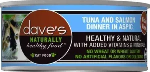 Dave's Naturally Healthy Tuna and Salmon Dinner in Aspic Canned Cat Food wet cat food, canned cat food