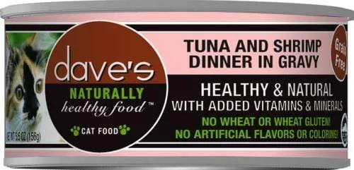 Dave's Naturally Healthy Tuna and Shrimp in Gravy Canned Cat Food wet cat food, canned cat food