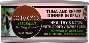 Dave's Naturally Healthy Tuna and Shrimp in Gravy Canned Cat Food wet cat food, canned cat food