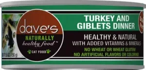 Dave's Naturally Healthy Turkey and Giblets Pate Dinner Canned Cat Food wet cat food, canned cat food
