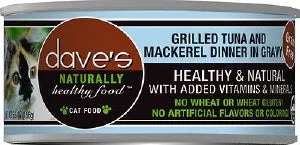 Dave's Pet Food Naturally Healthy Grain Free Tuna & Mackerel in Gravy Canned Cat Food wet cat food, canned cat food