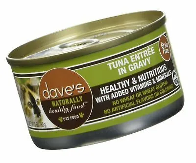 Dave's Pet Food Naturally Healthy Grain Free Tuna Entree in Gravy Canned Cat Food wet cat food, canned cat food