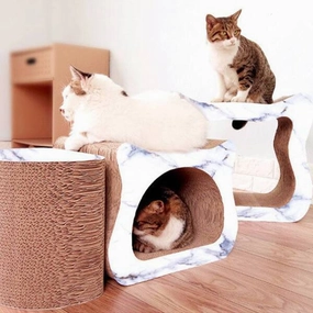 Deku Cat Scratcher Cat Head Marble Print 480mm x 255mm x 405mm (CP-369) cat collar set,pet leash set